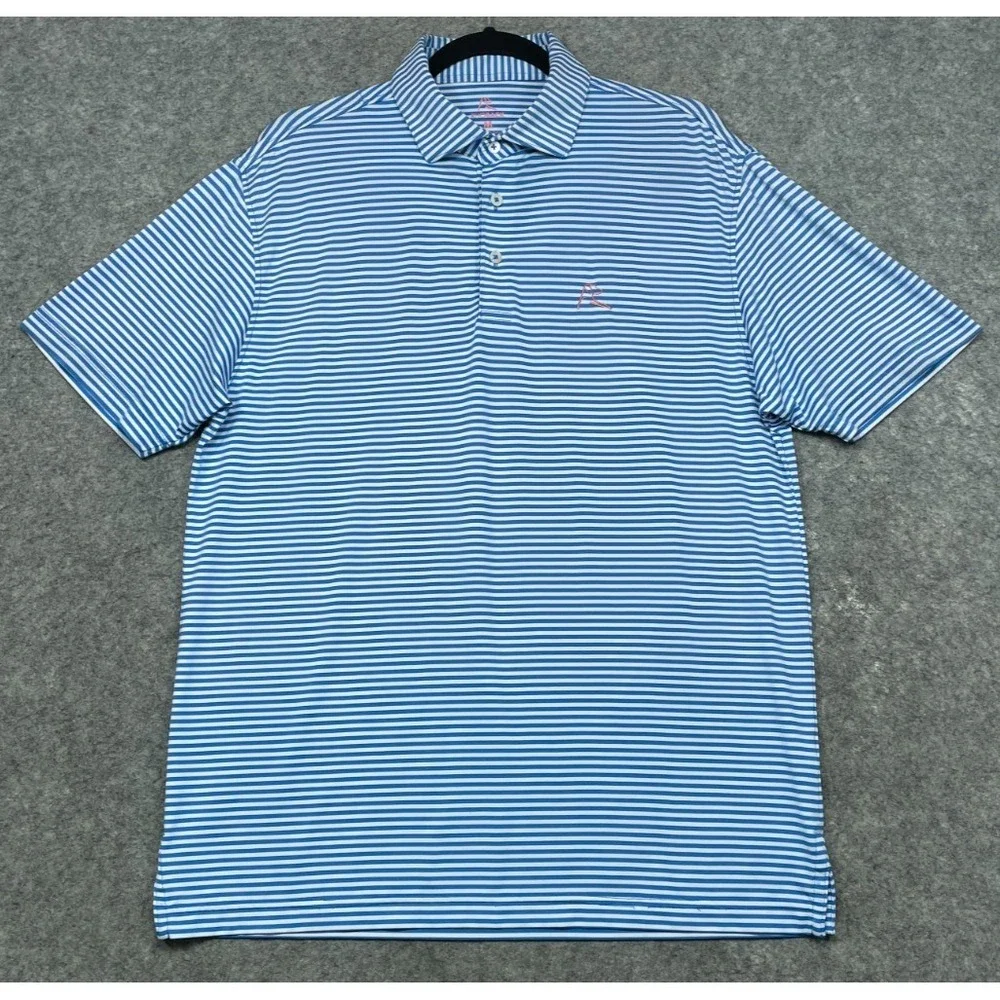 Rhoback Striped Polo Shirt Blue White Medium